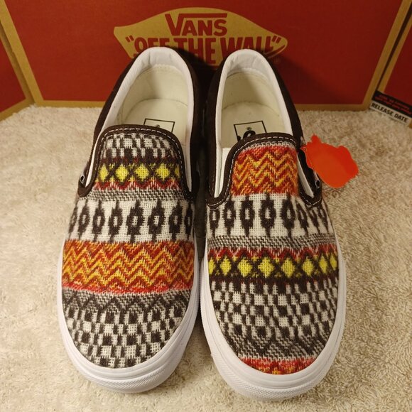 Vans Men's 4.5/Women's 6 Slip On Fair Isle Brown Woven Textile VN0A5JMHBF - Picture 9 of 12